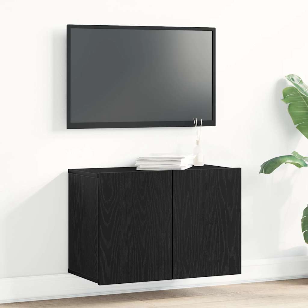 TV-skab sort egetræ 60x30x41 cm konstrueret træ