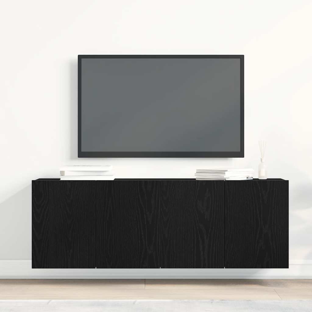 TV-skabe 2 stk. sort eg 120x30x41 cm konstrueret træ
