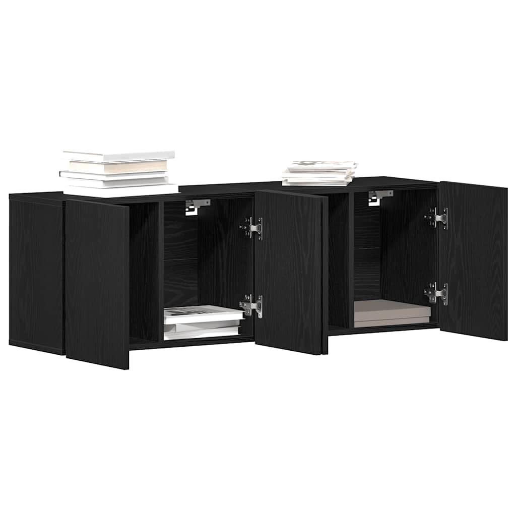 TV-skabe 2 stk. sort eg 120x30x41 cm konstrueret træ