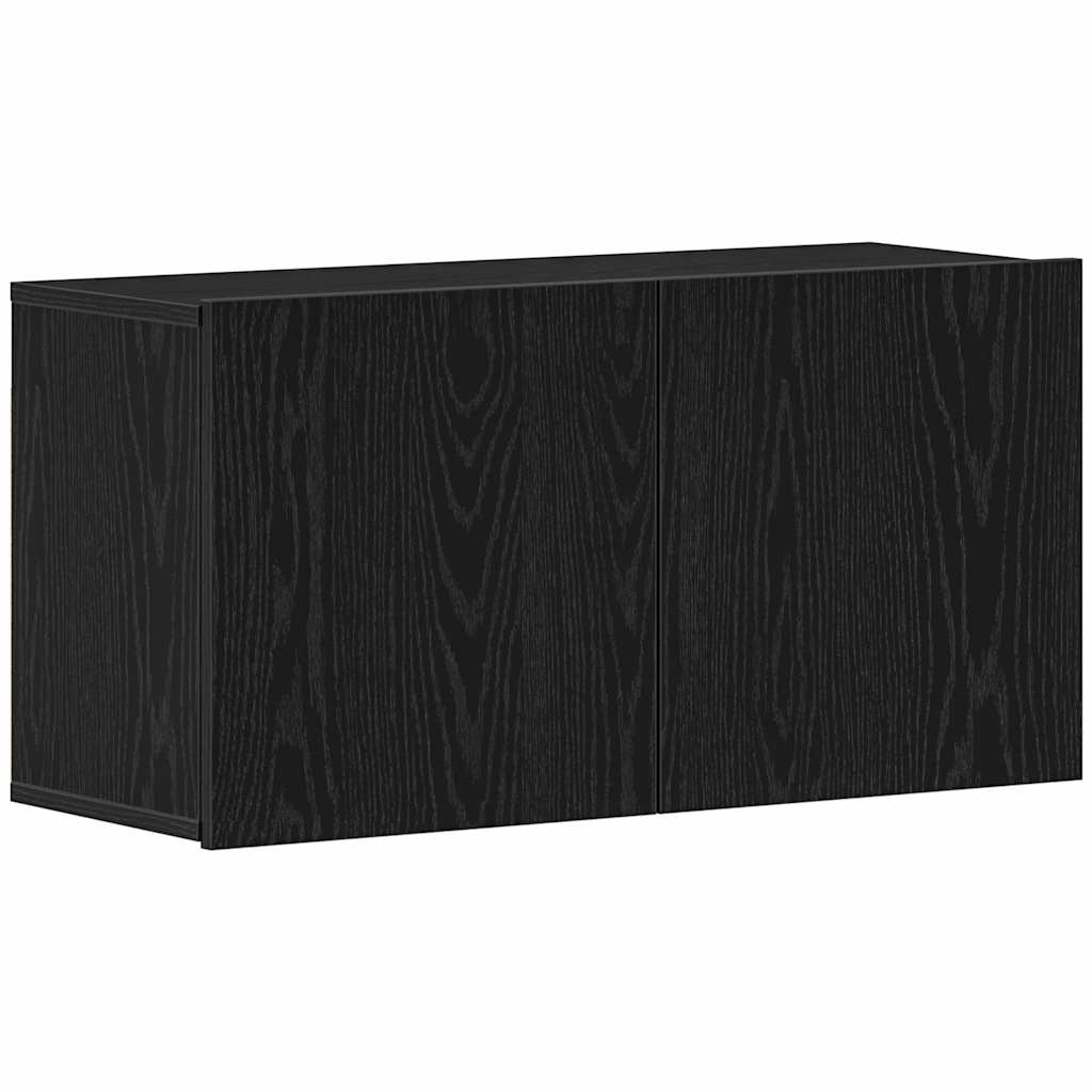 TV-skab sort egetræ 80x30x41 cm konstrueret træ