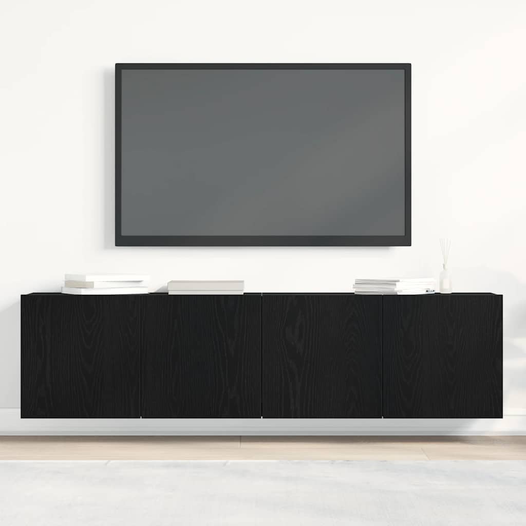 TV-skabe 2 stk. sort eg 160x30x41 cm konstrueret træ