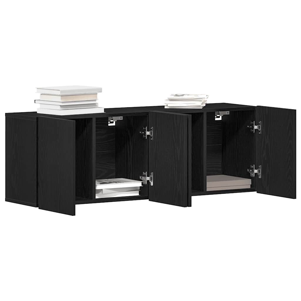 TV-skabe 2 stk. sort eg 160x30x41 cm konstrueret træ