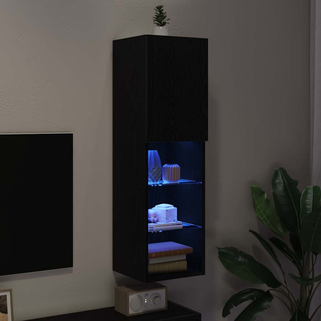 TV-møbelsæt 30,5 x 30 x 102 cm Sort eg Konstrueret træ
