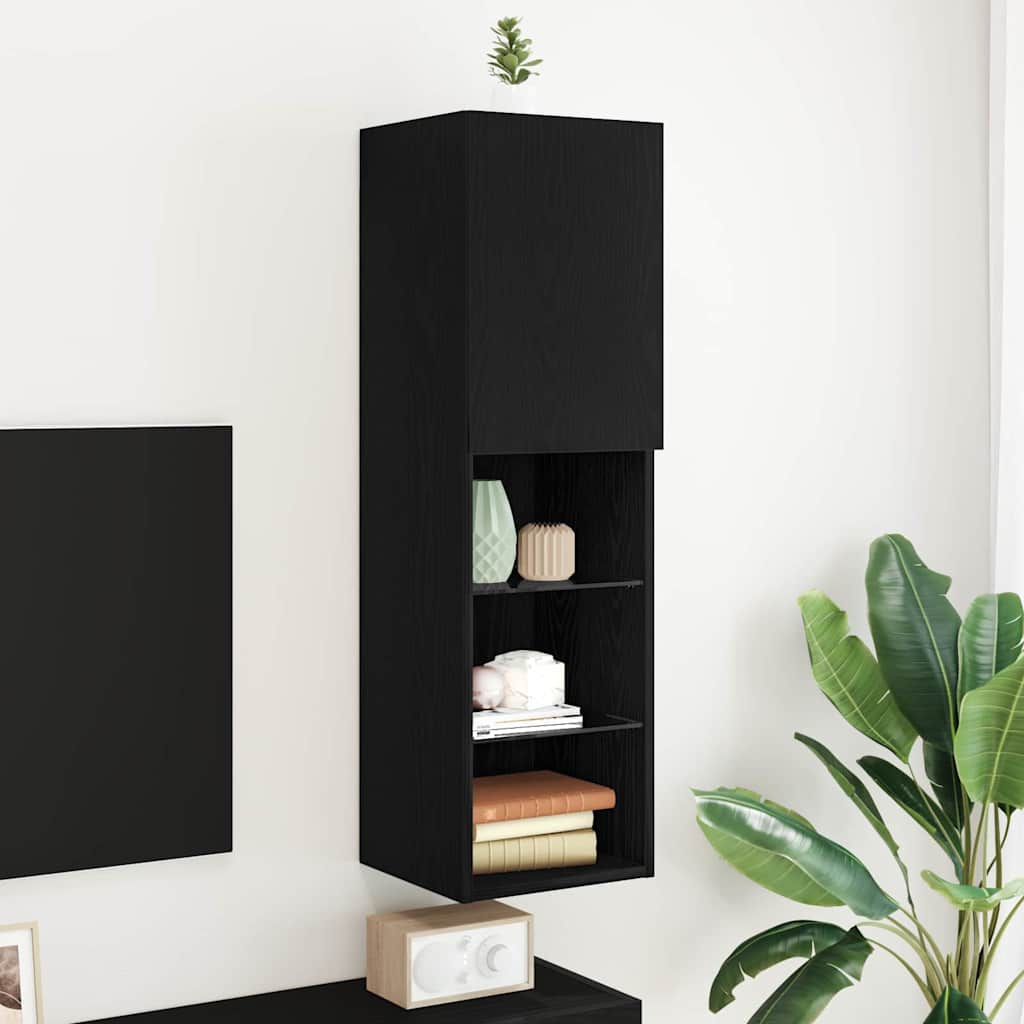 TV-møbelsæt 30,5 x 30 x 102 cm Sort eg Konstrueret træ