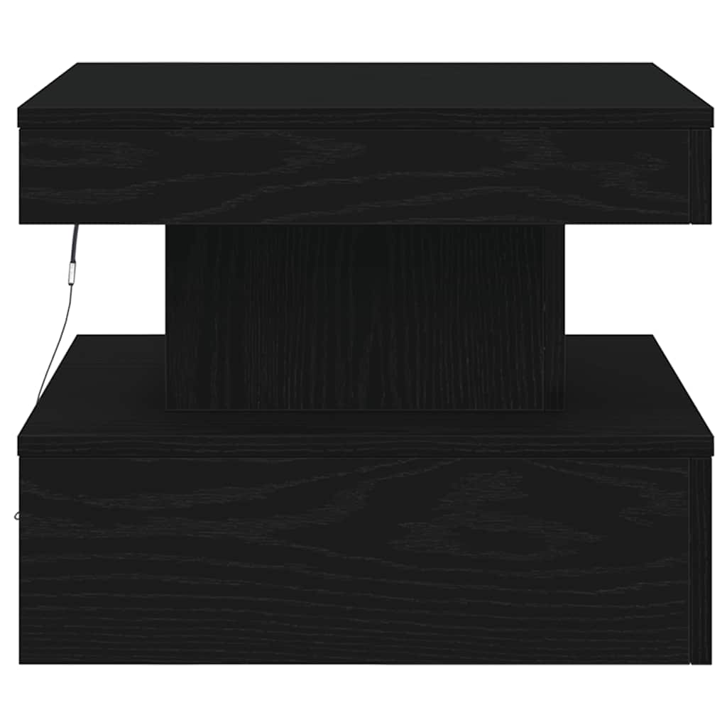 sofabord med LED-lys 50x50x40 cm sort egetræsfarve
