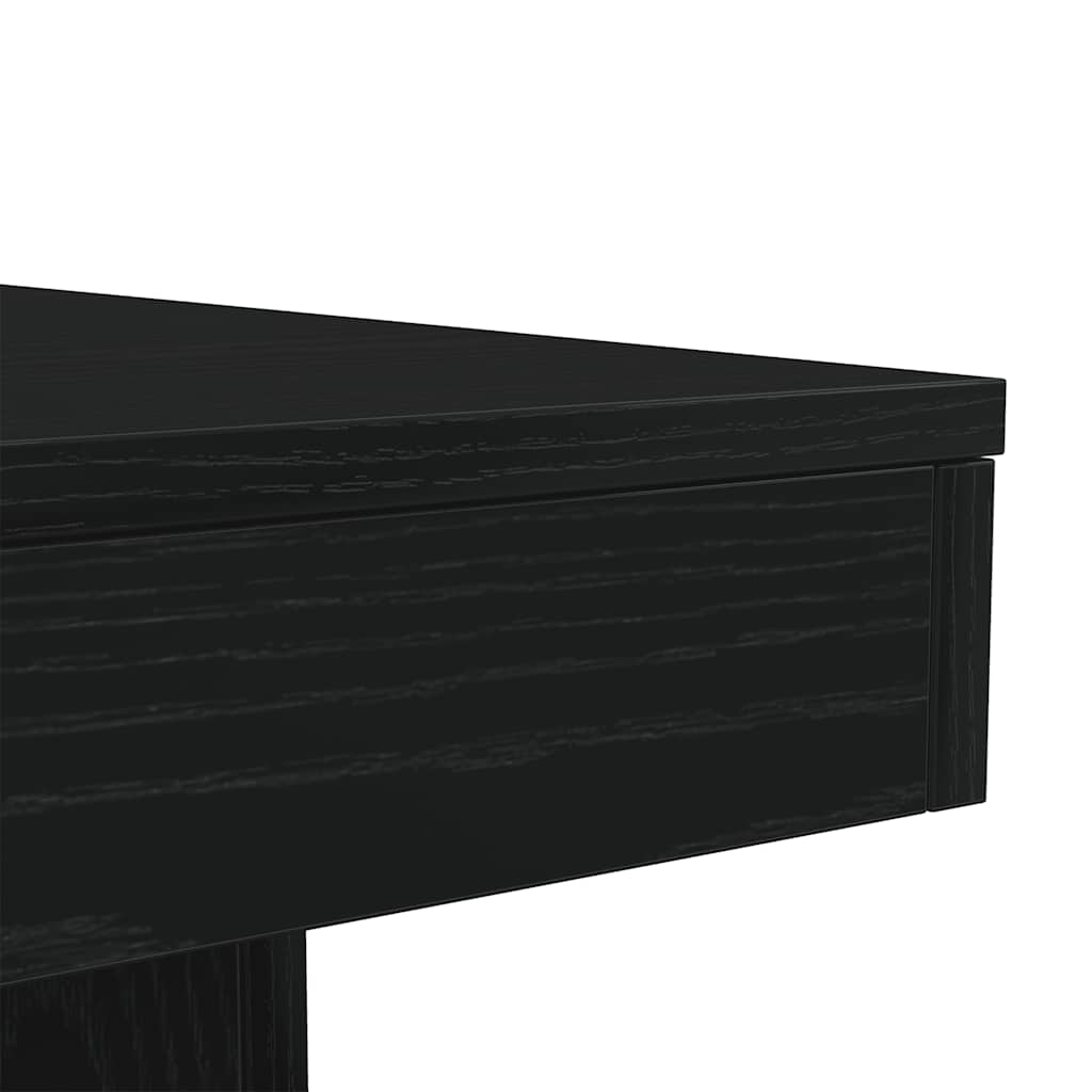 sofabord med LED-lys 90x50x40 cm sort egetræsfarve