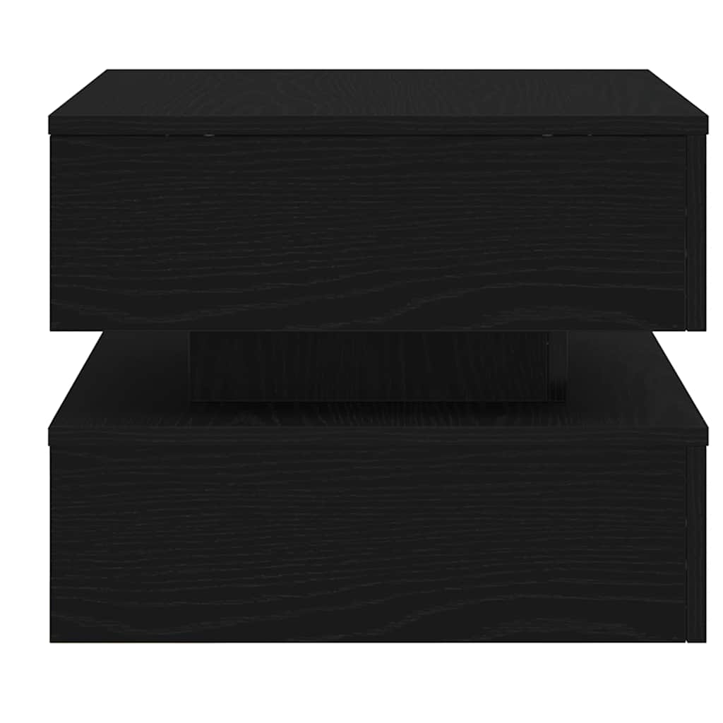 sofabord med LED-lys 50x50x40 cm sort egetræsfarve
