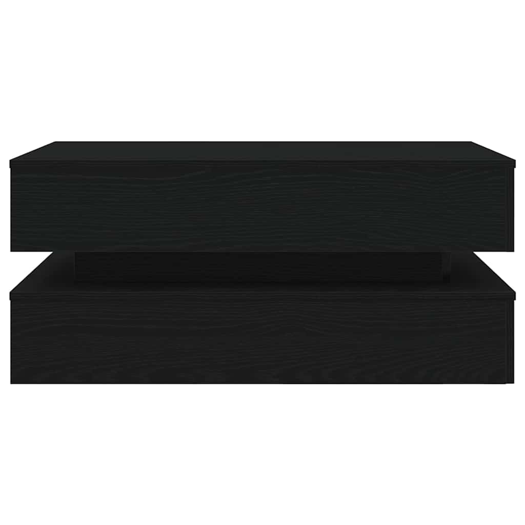 sofabord med LED-lys 90x50x40 cm sort egetræsfarve