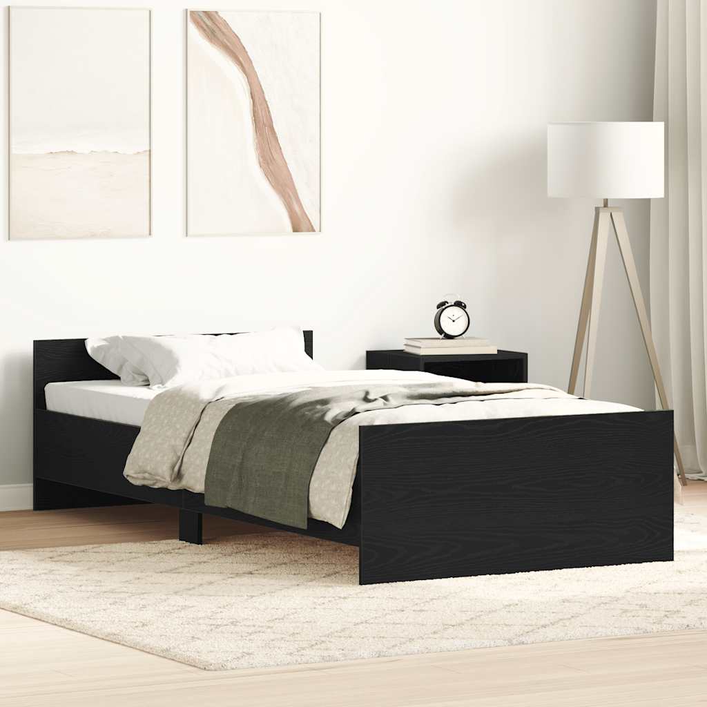 sengeramme 75x190 cm uden madras konstrueret træ sort eg