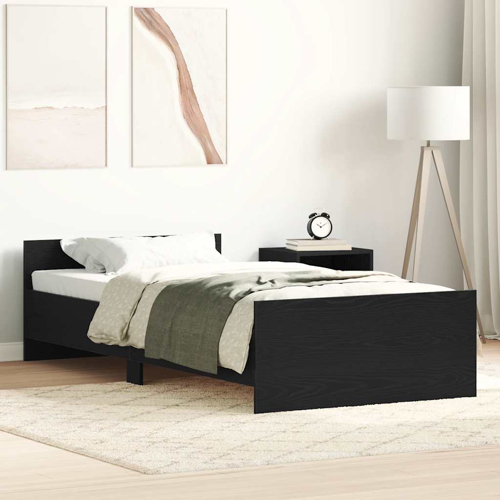 sengeramme 90x200 cm uden madras konstrueret træ sort eg