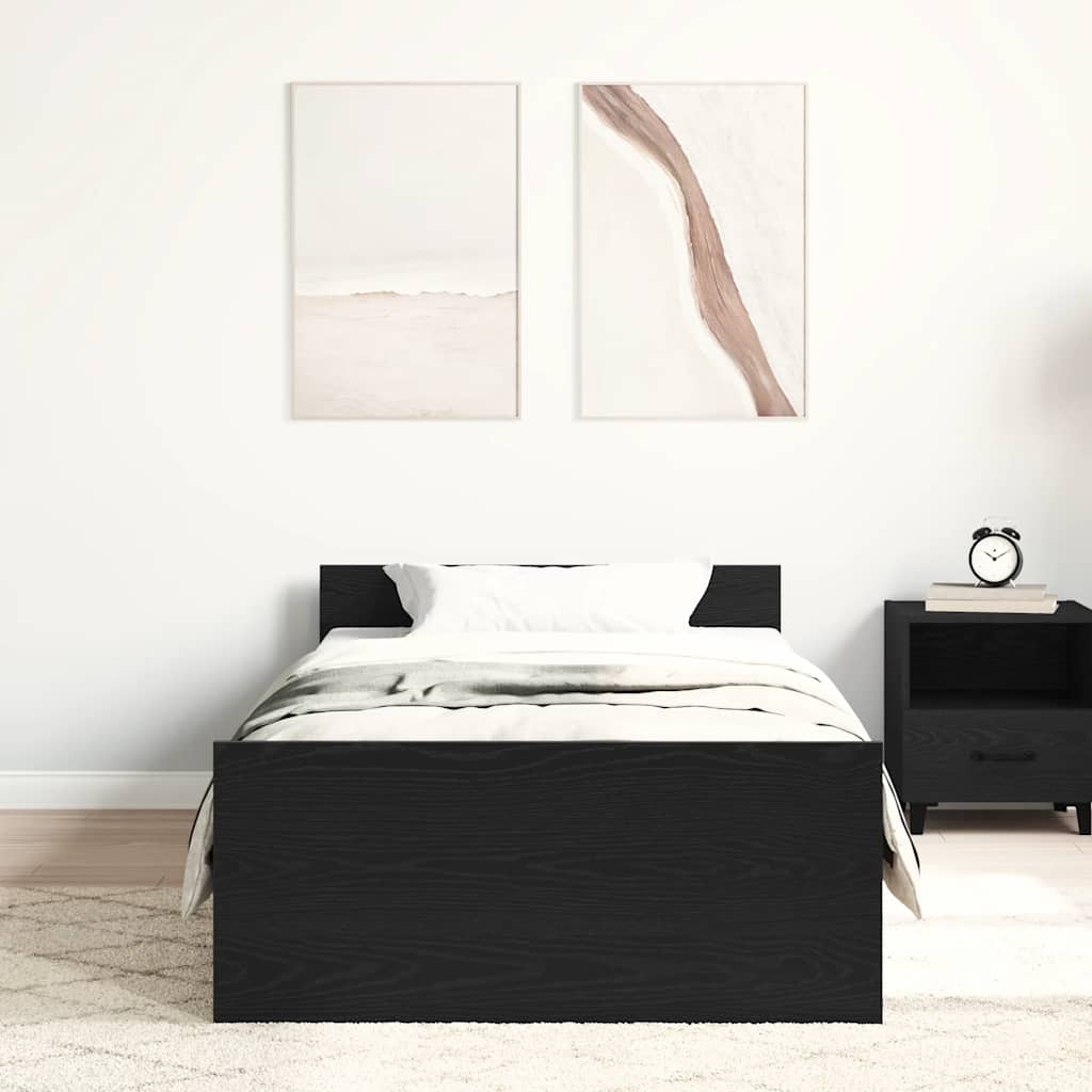 sengeramme 90x190 cm uden madras konstrueret træ sort eg