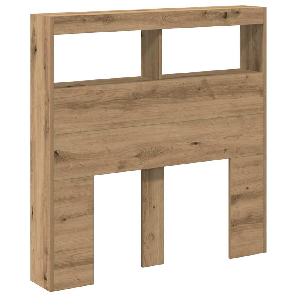 sengegavl med opbevaring og LED-lys 100x17x102 cm kunsteg