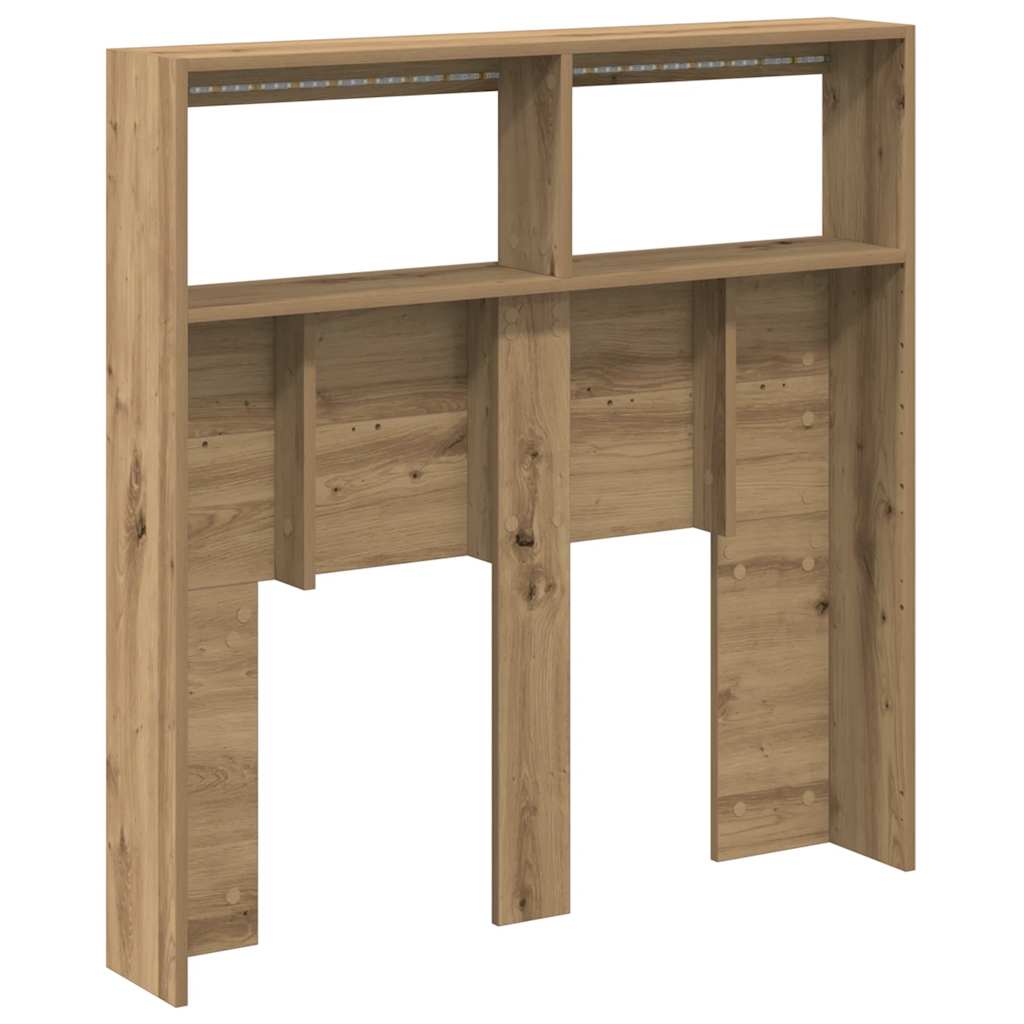 sengegavl med opbevaring og LED-lys 100x17x102 cm kunsteg