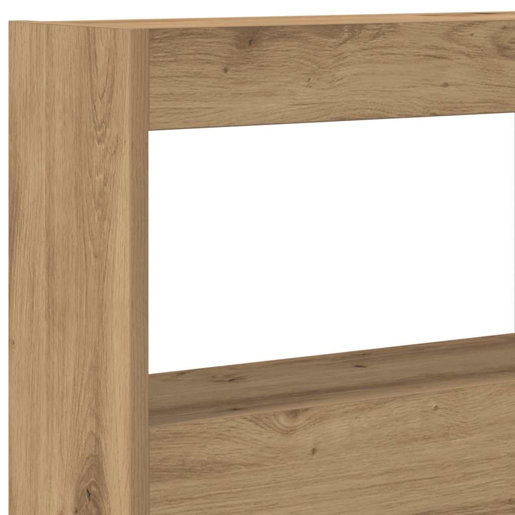 sengegavl med opbevaring og LED-lys 140x17x102 cm kunsteg