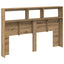sengegavl med opbevaring og LED-lys 160x17x102 cm kunsteg