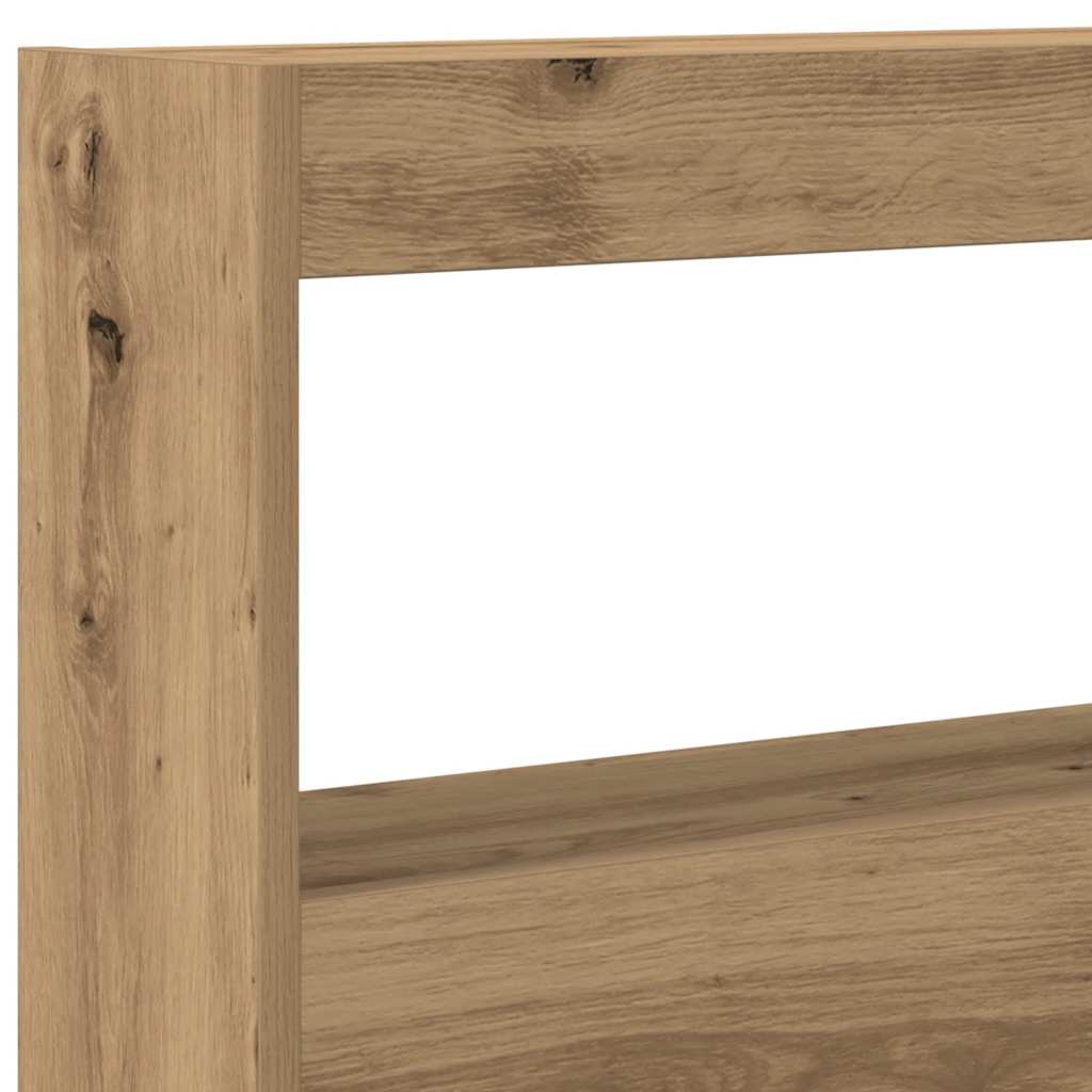 sengegavl med opbevaring og LED-lys 160x17x102 cm kunsteg