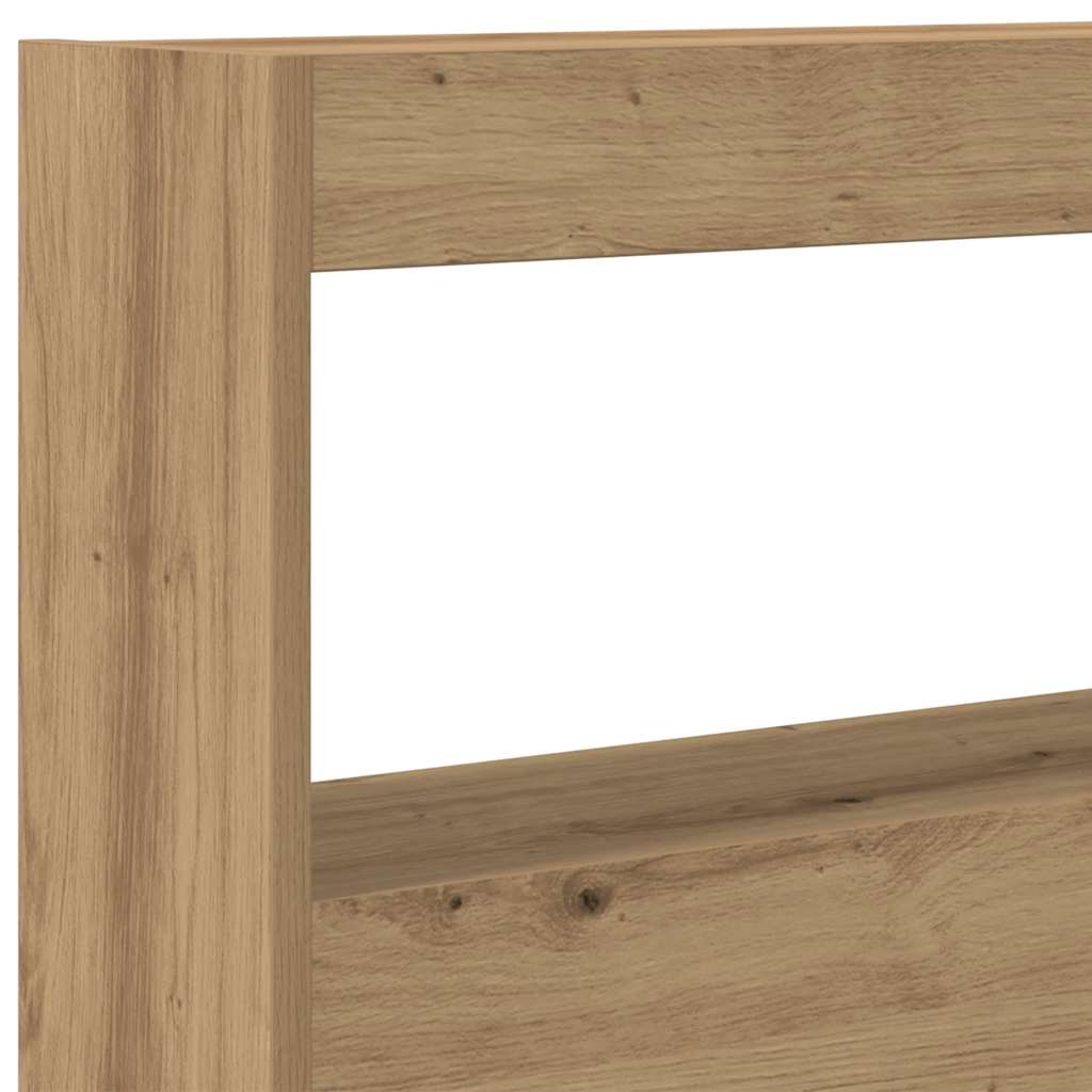 sengegavl med opbevaring og LED-lys 180x17x102 cm kunsteg