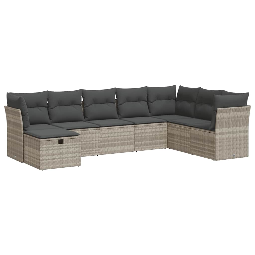 sofasæt til haven 8 dele med hynder polyrattan lysegrå