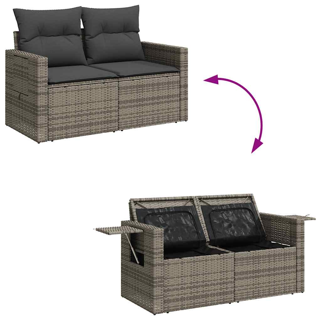 sofaesæt til haven 7 dele med hynder polyrattan grå