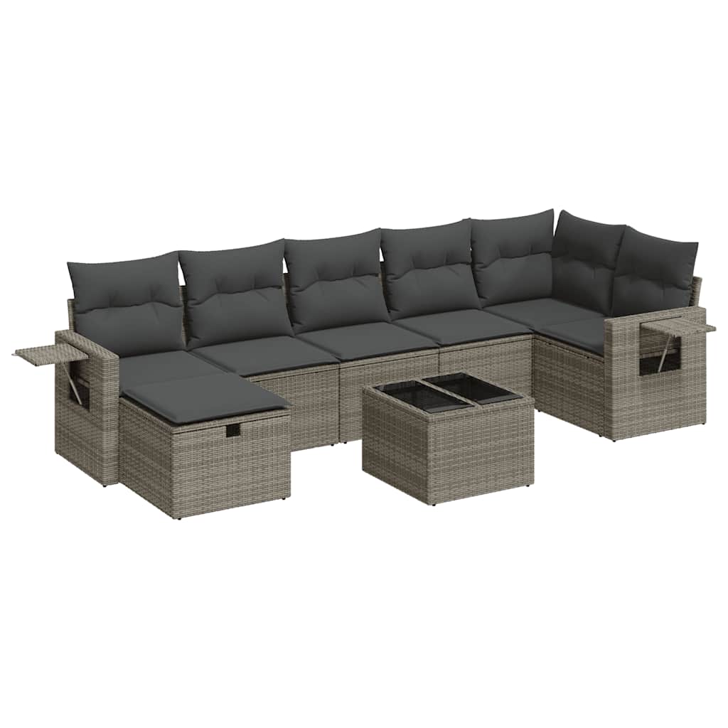 sofasæt til haven 8 dele med hynder polyrattan grå