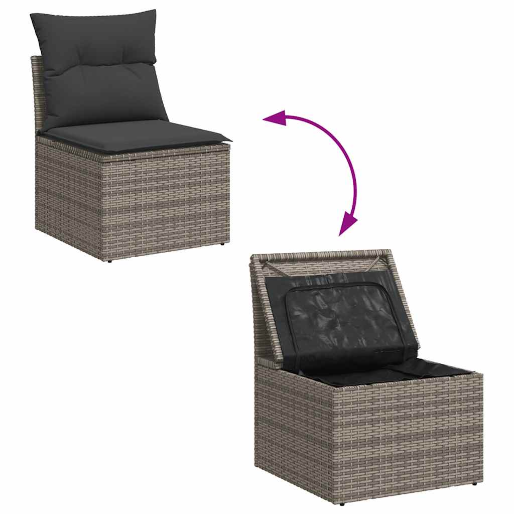 sofasæt til haven 8 dele med hynder polyrattan grå