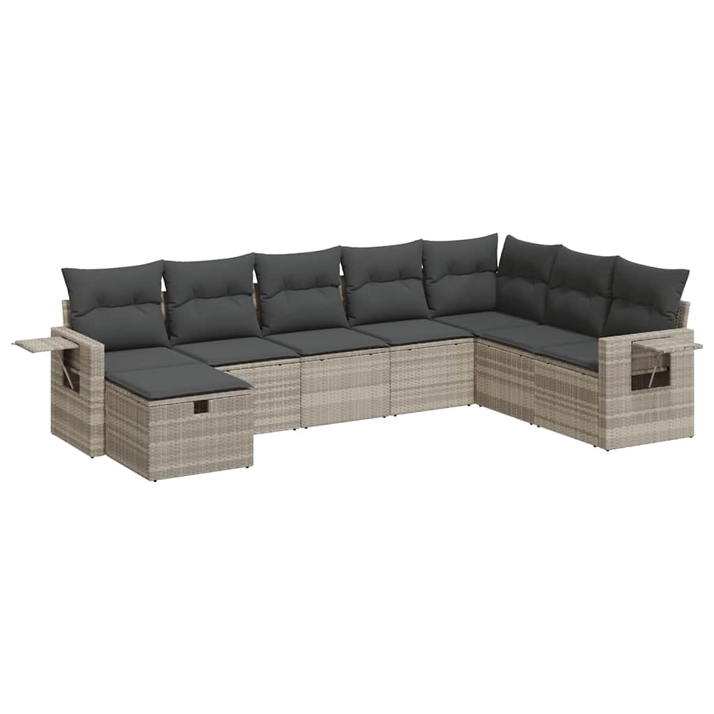 sofasæt til haven 8 dele med hynder polyrattan lysegrå
