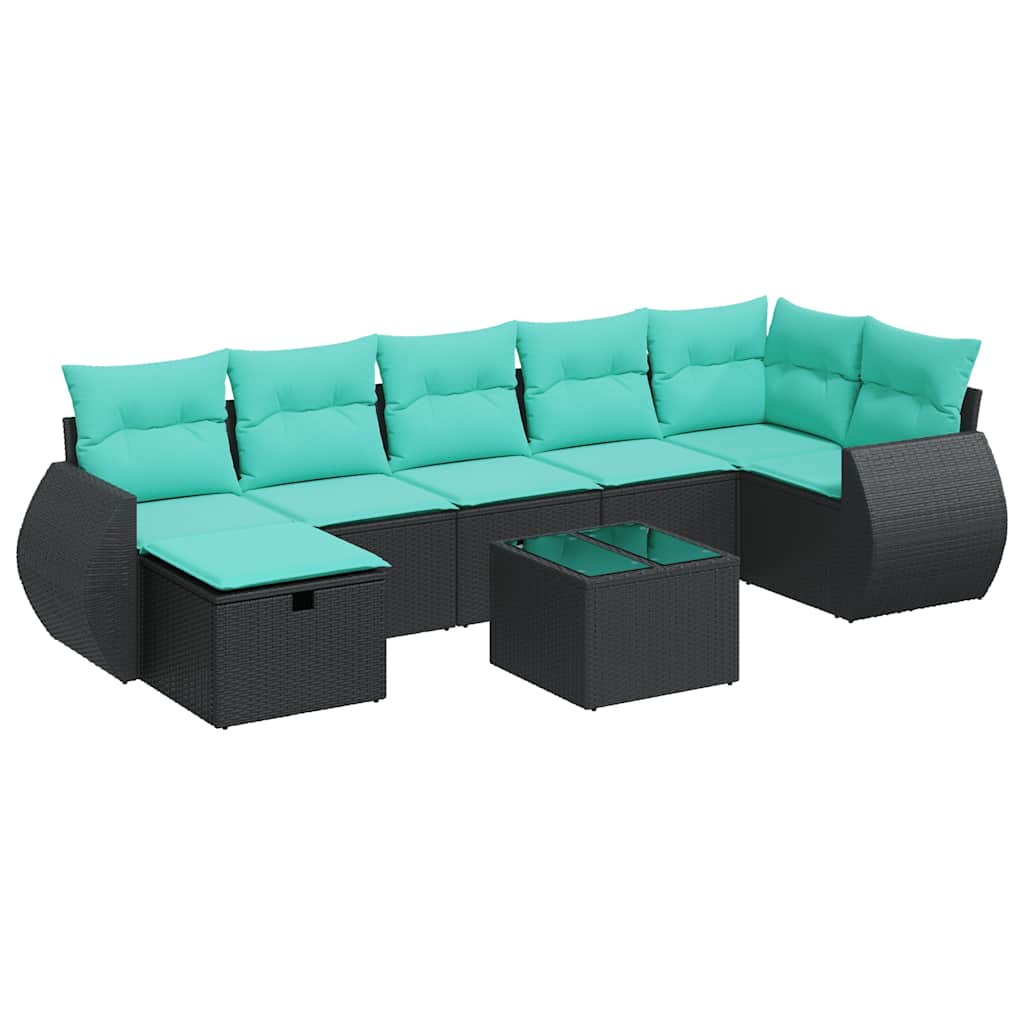sofasæt til haven 8 dele med hynder polyrattan sort