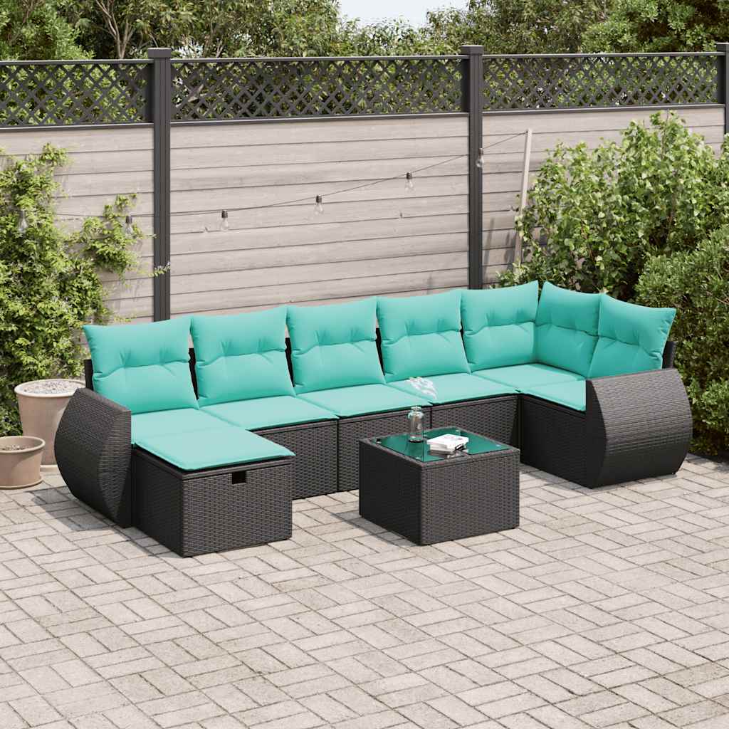 sofasæt til haven 8 dele med hynder polyrattan sort