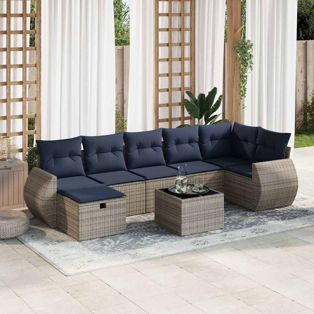 sofasæt til haven 8 dele med hynder polyrattan grå