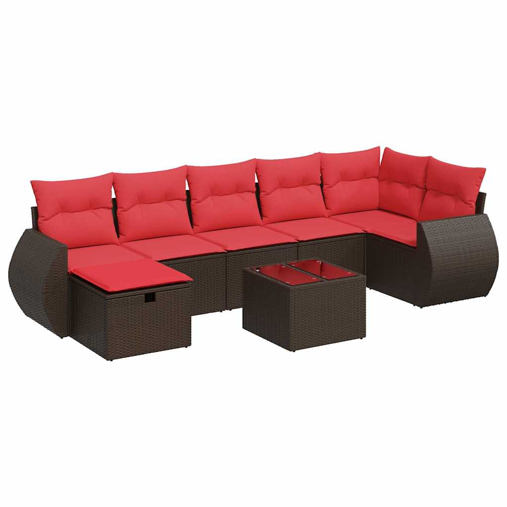 sofasæt til haven 8 dele med hynder polyrattan brun