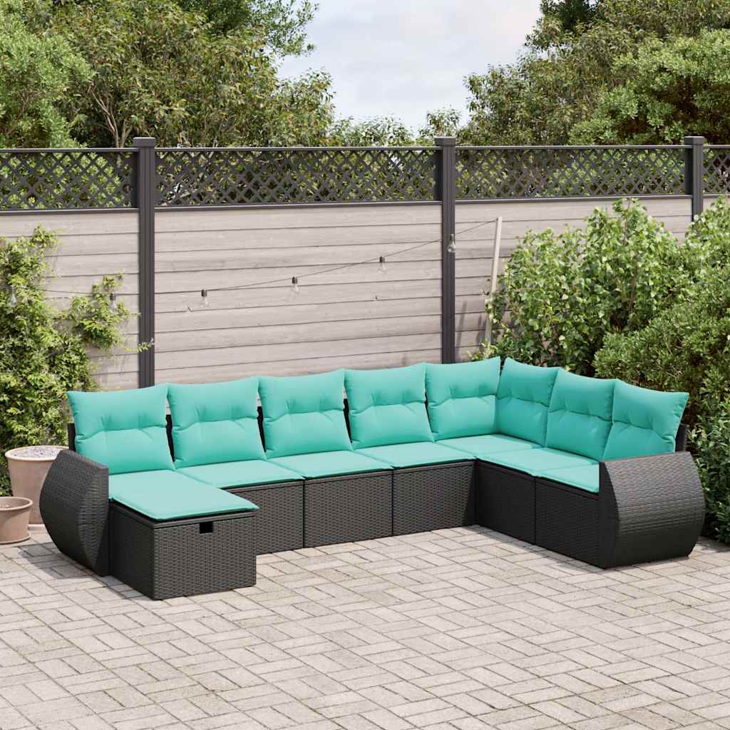 sofasæt til haven 8 dele med hynder polyrattan sort