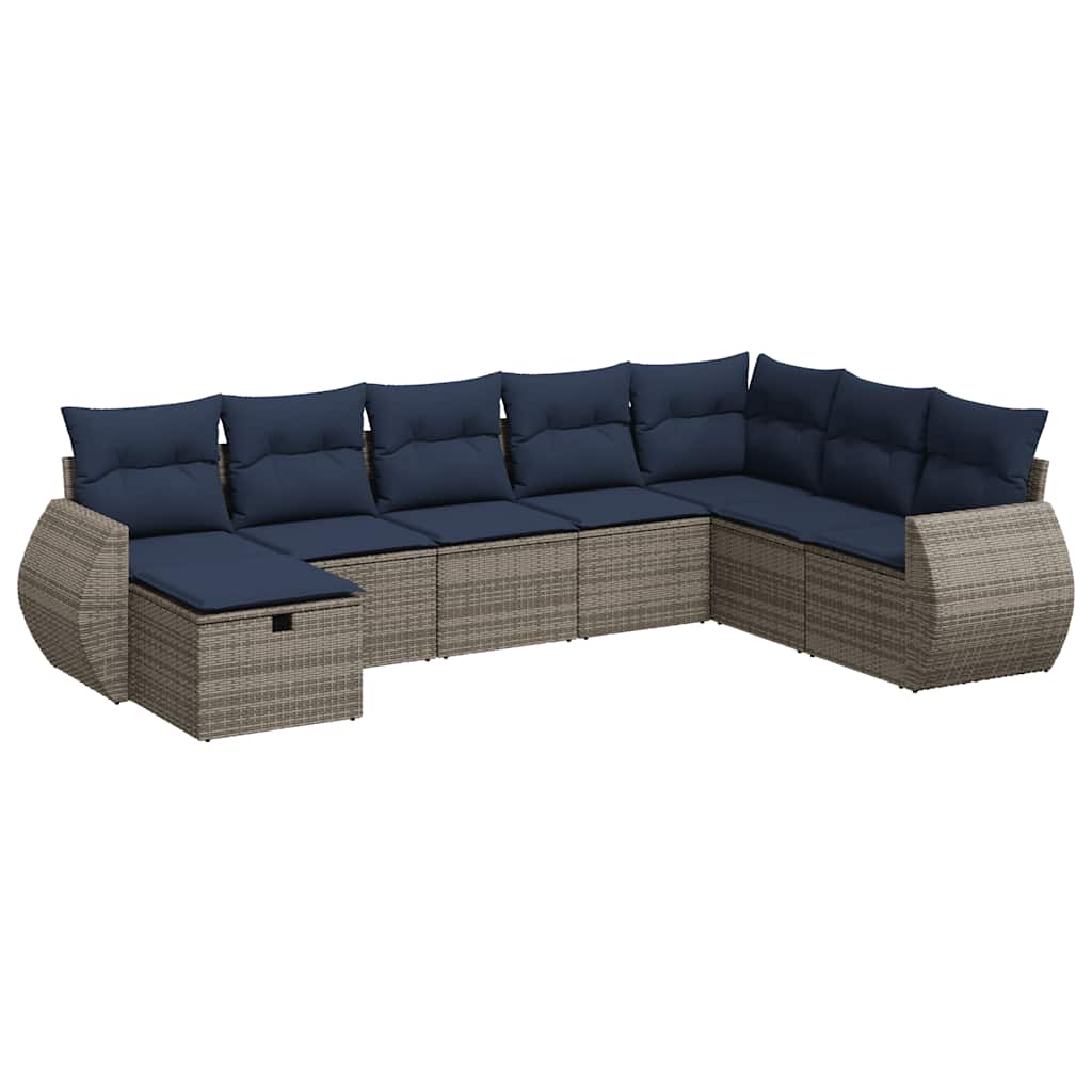 sofasæt til haven 8 dele med hynder polyrattan grå