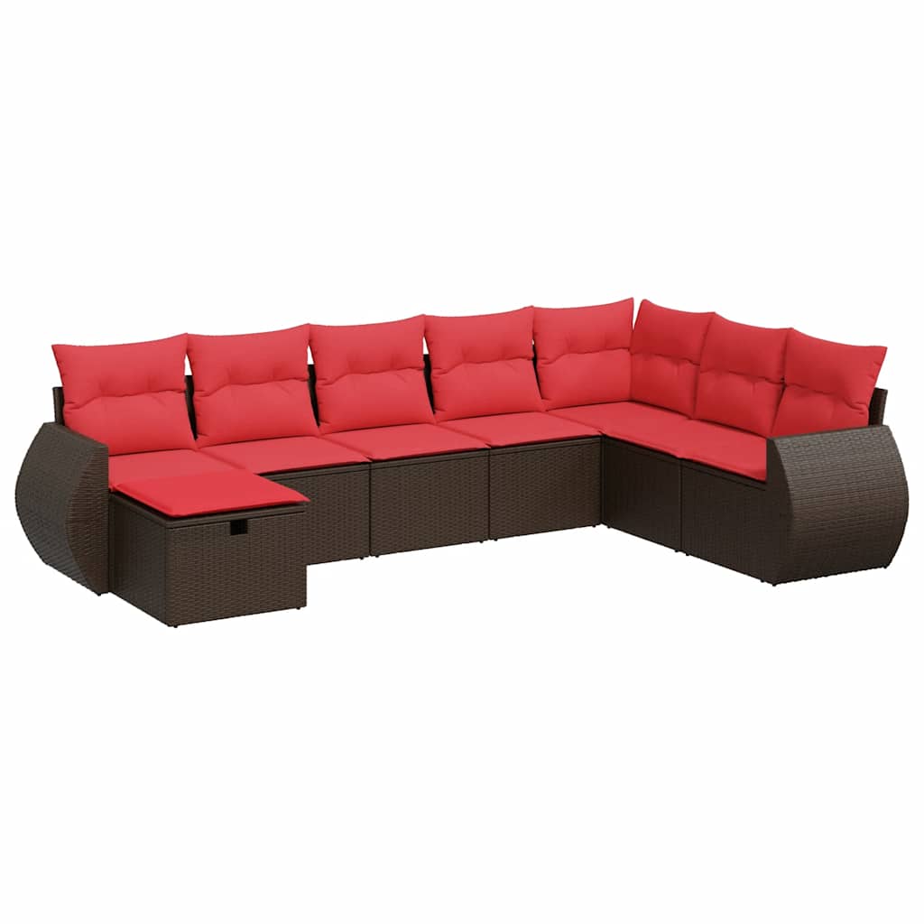 sofasæt til haven 8 dele med hynder polyrattan brun