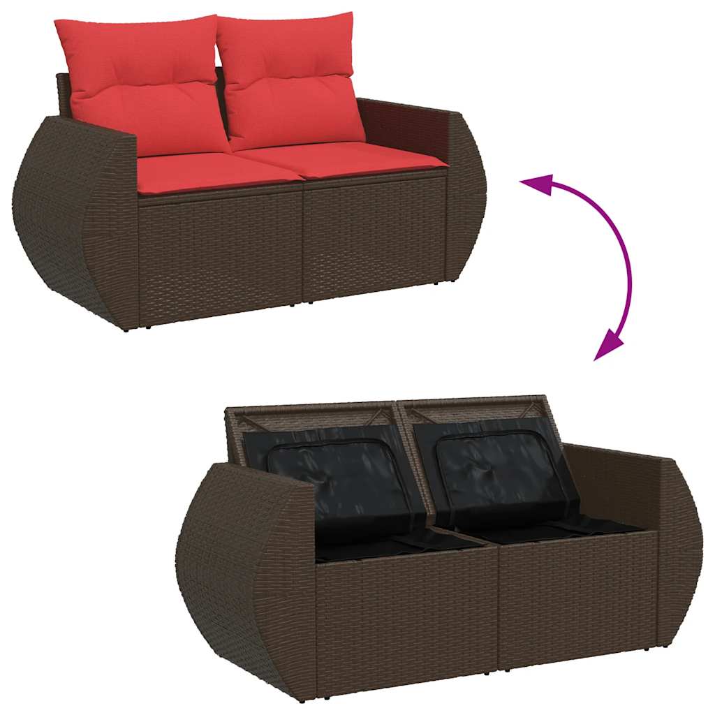 sofasæt til haven 8 dele med hynder polyrattan brun