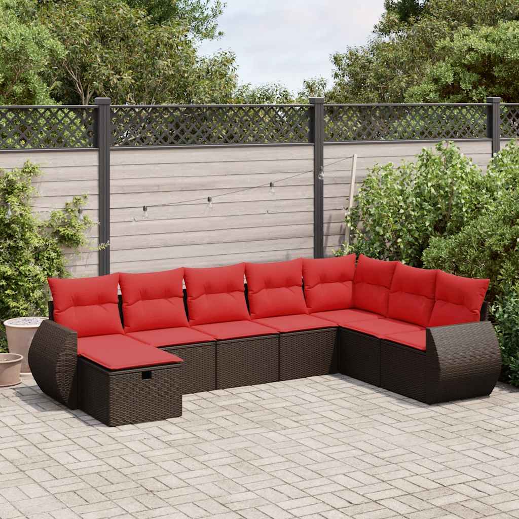 sofasæt til haven 8 dele med hynder polyrattan brun