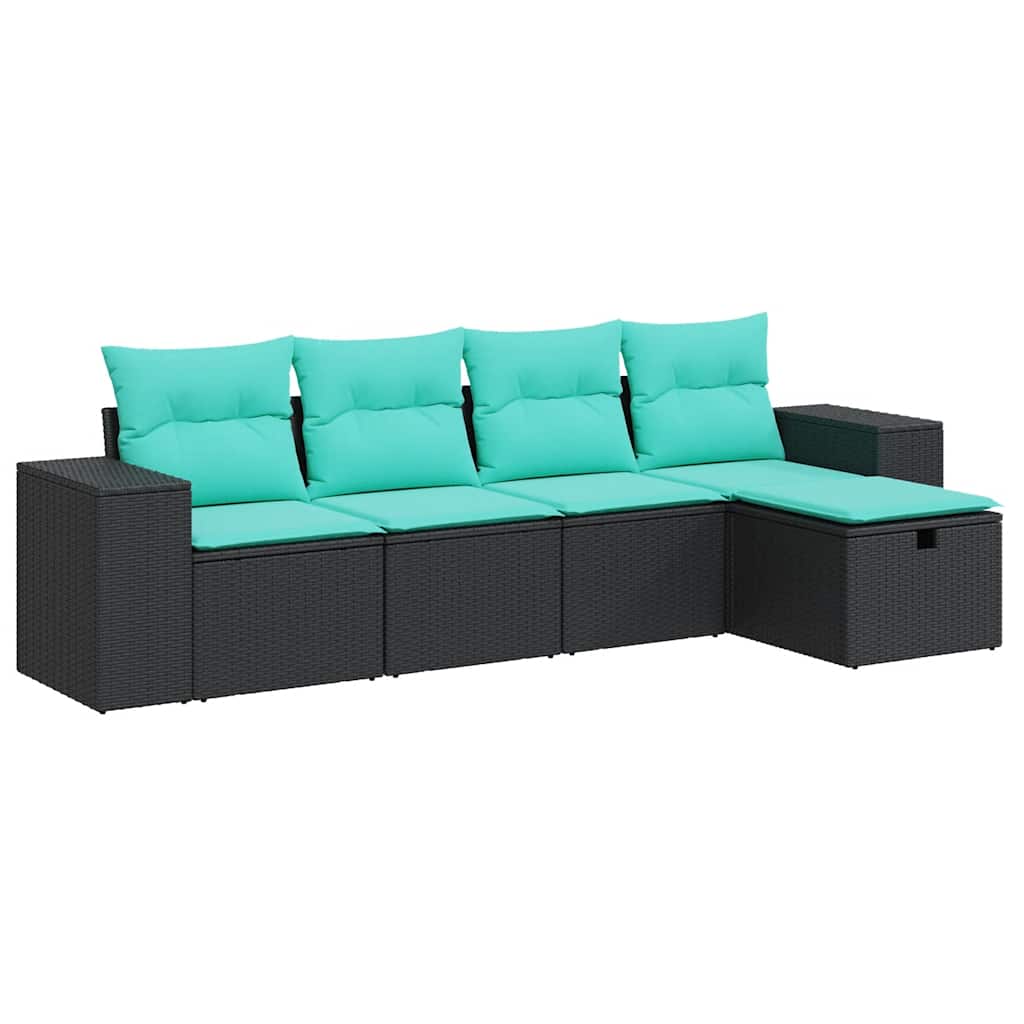 sofasæt til haven 5 dele med hynder polyrattan sort