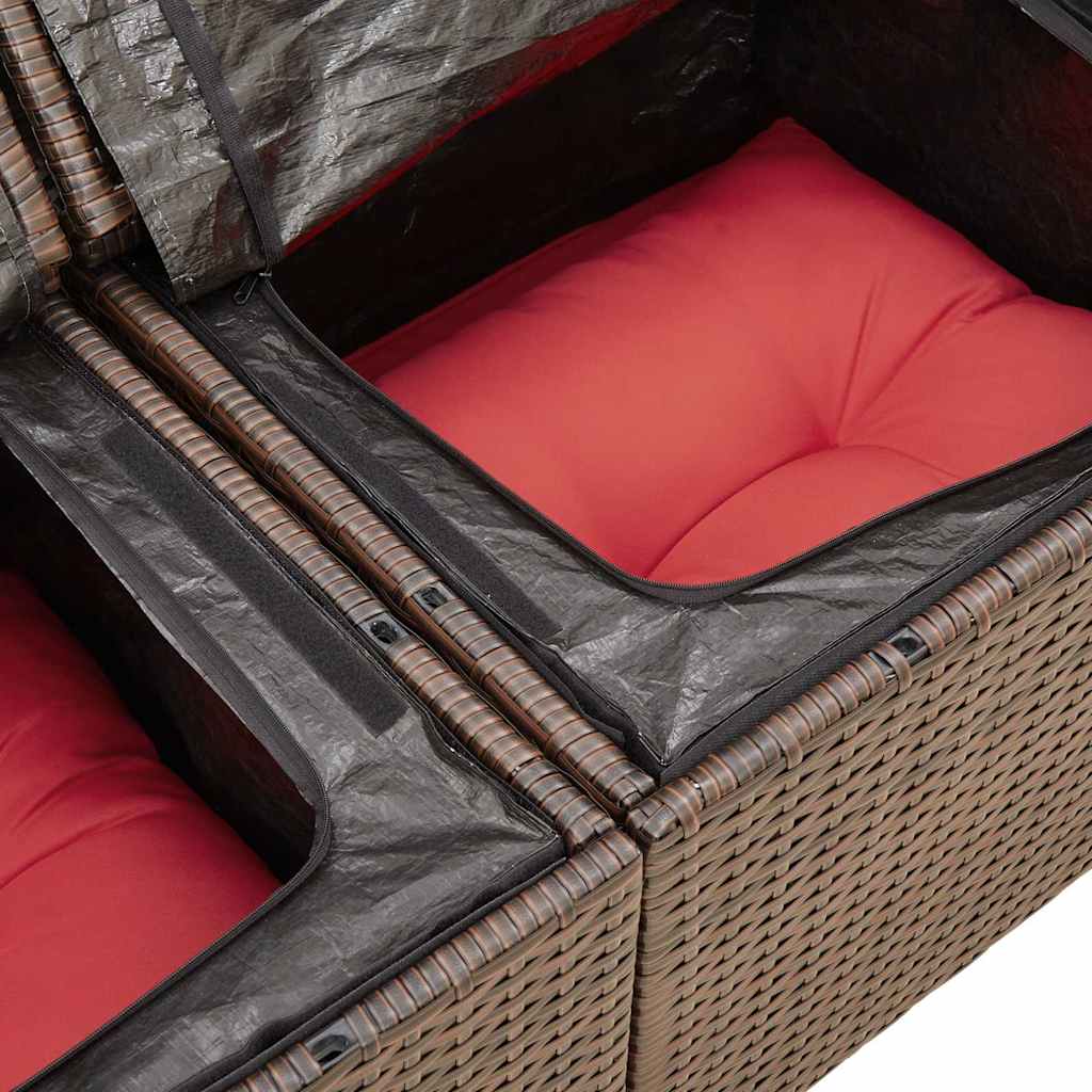 sofasæt til haven 5 dele med hynder polyrattan brun