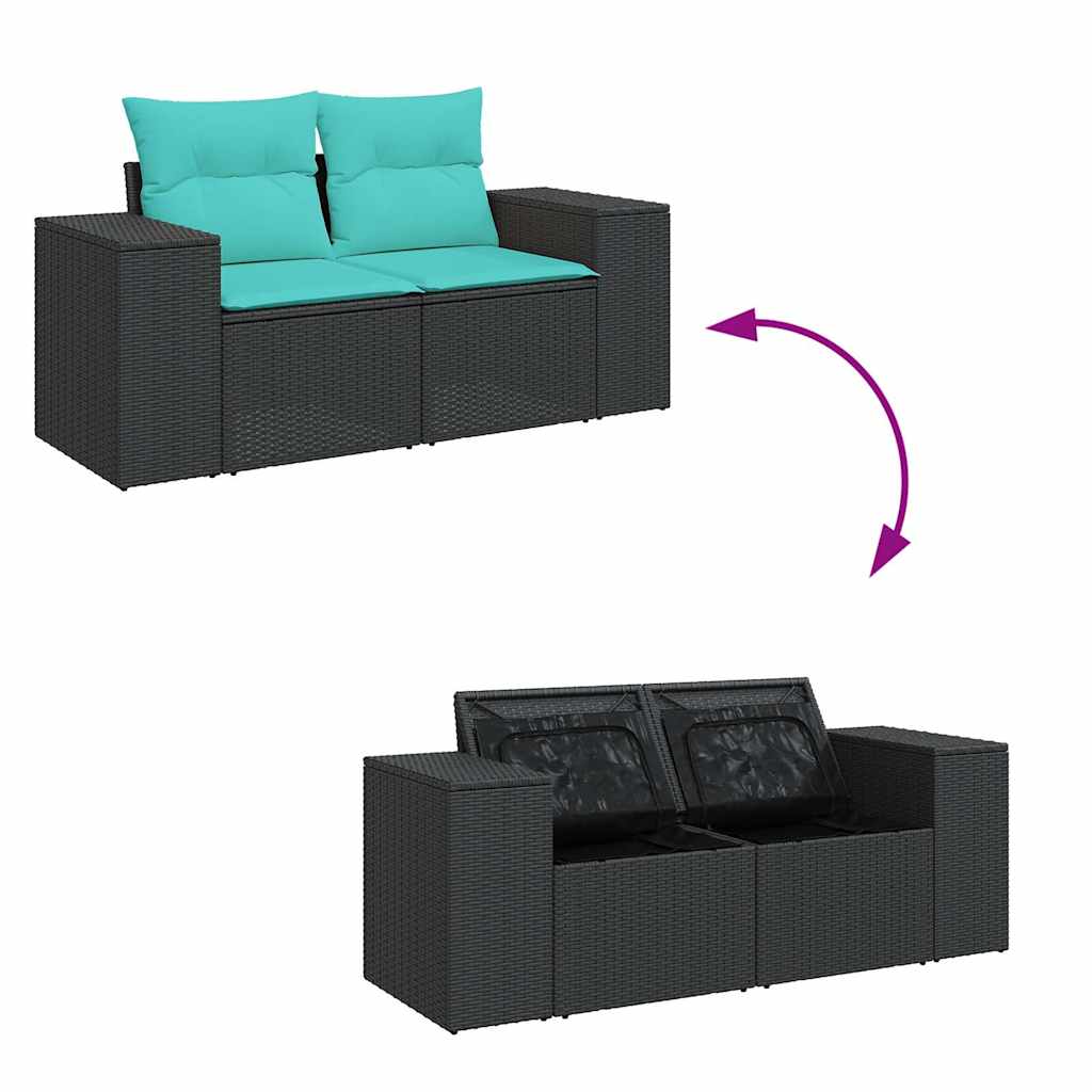 sofasæt til haven 6 dele med hynder polyrattan sort