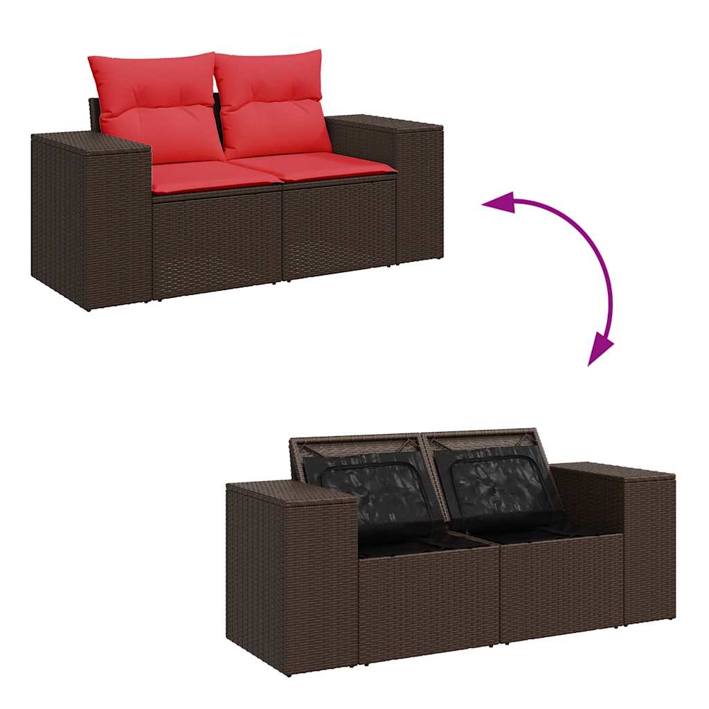 sofasæt til haven 6 dele med hynder polyrattan brun
