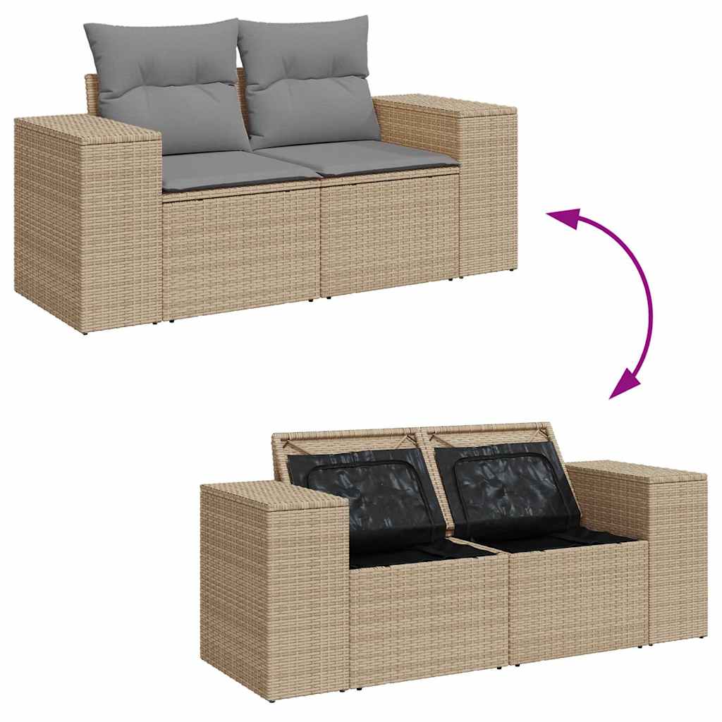 sofasæt til haven 9 dele med hynder polyrattan beige