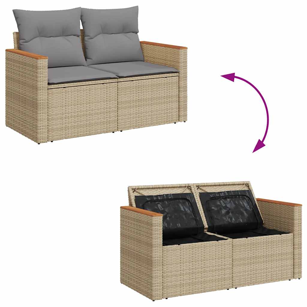 sofasæt til haven 7 dele med hynder polyrattan beige