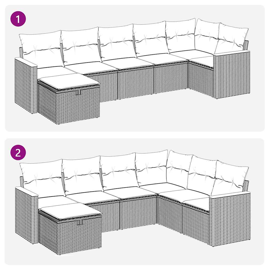 sofasæt til haven 7 dele med hynder polyrattan beige