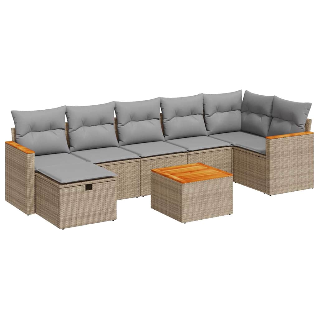 sofasæt til haven 8 dele med hynder polyrattan beige
