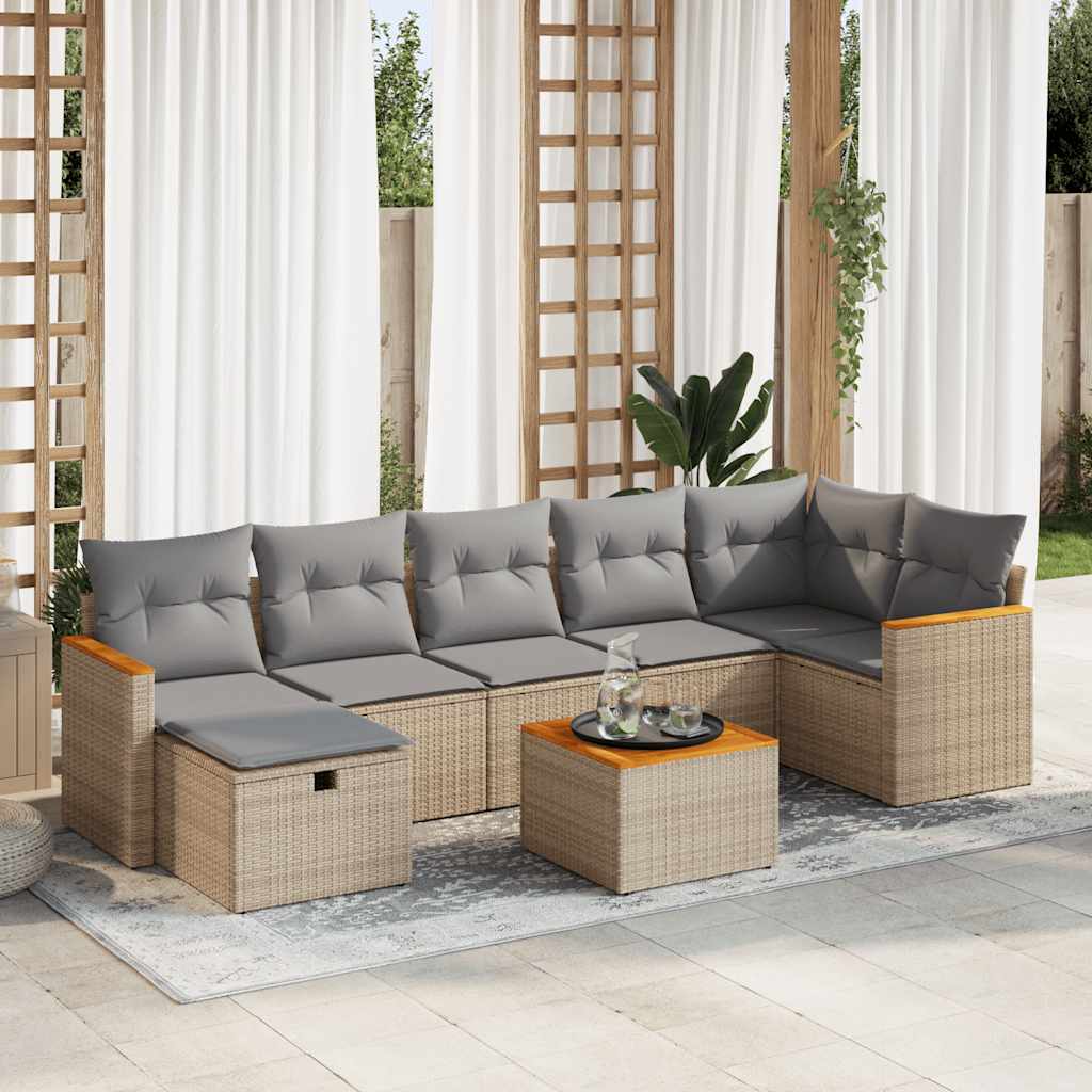 sofasæt til haven 8 dele med hynder polyrattan beige