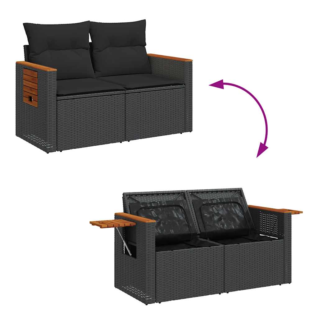 sofasæt til haven 4 dele med hynder polyrattan sort