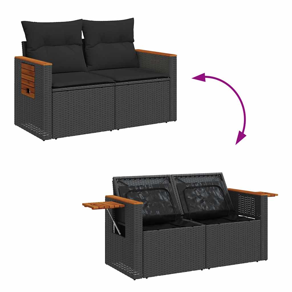 sofasæt til haven 7 dele med hynder polyrattan sort