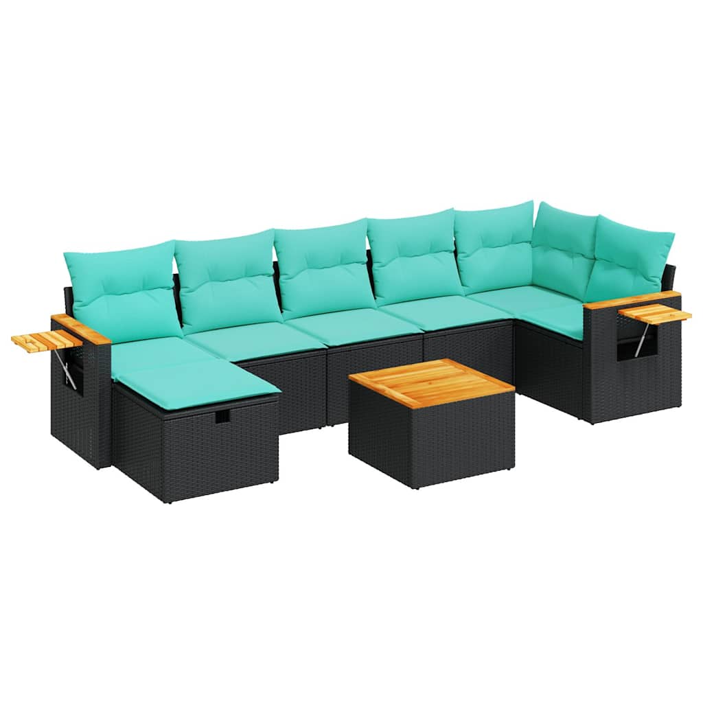 sofasæt til haven 8 dele med hynder polyrattan sort
