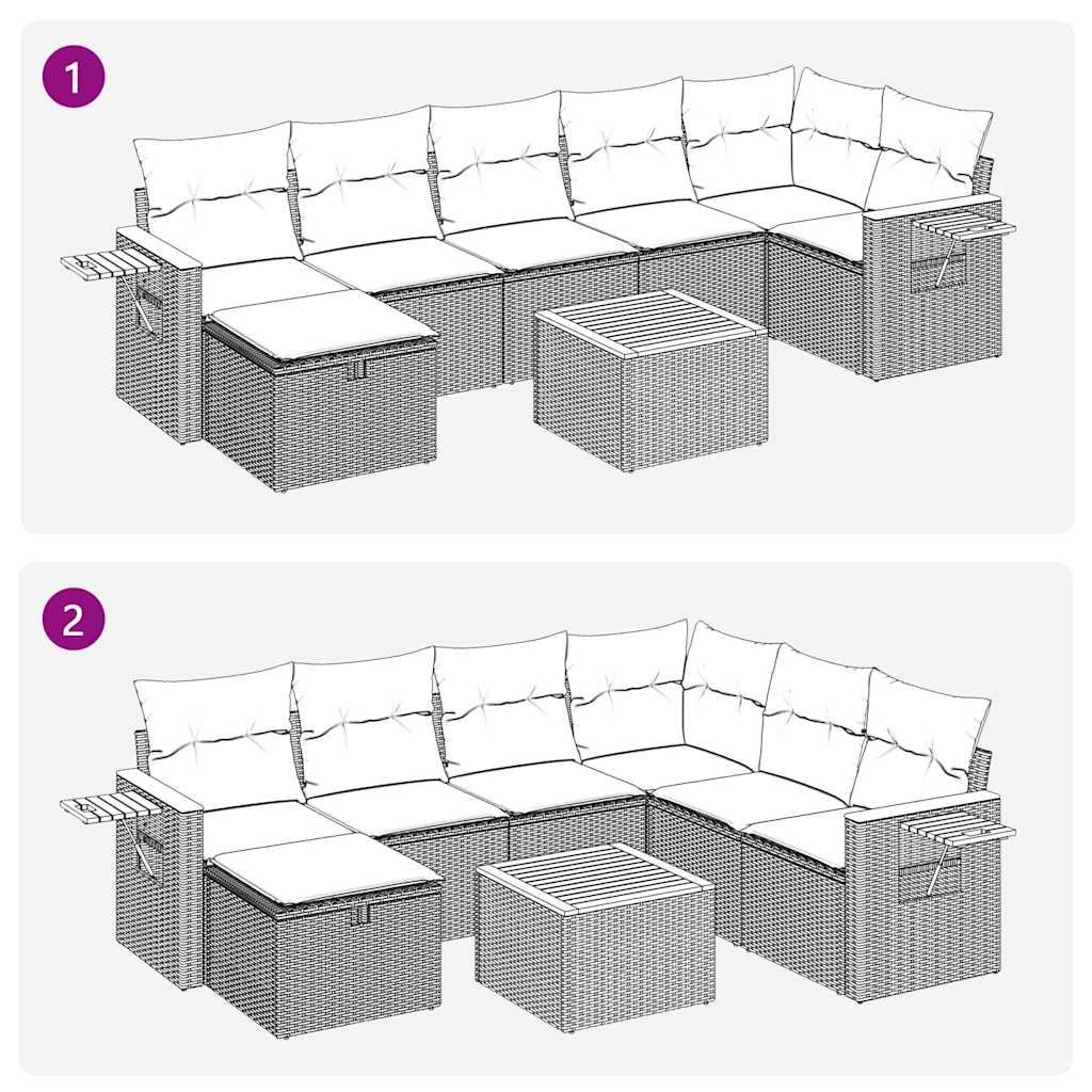 sofasæt til haven 8 dele med hynder polyrattan sort