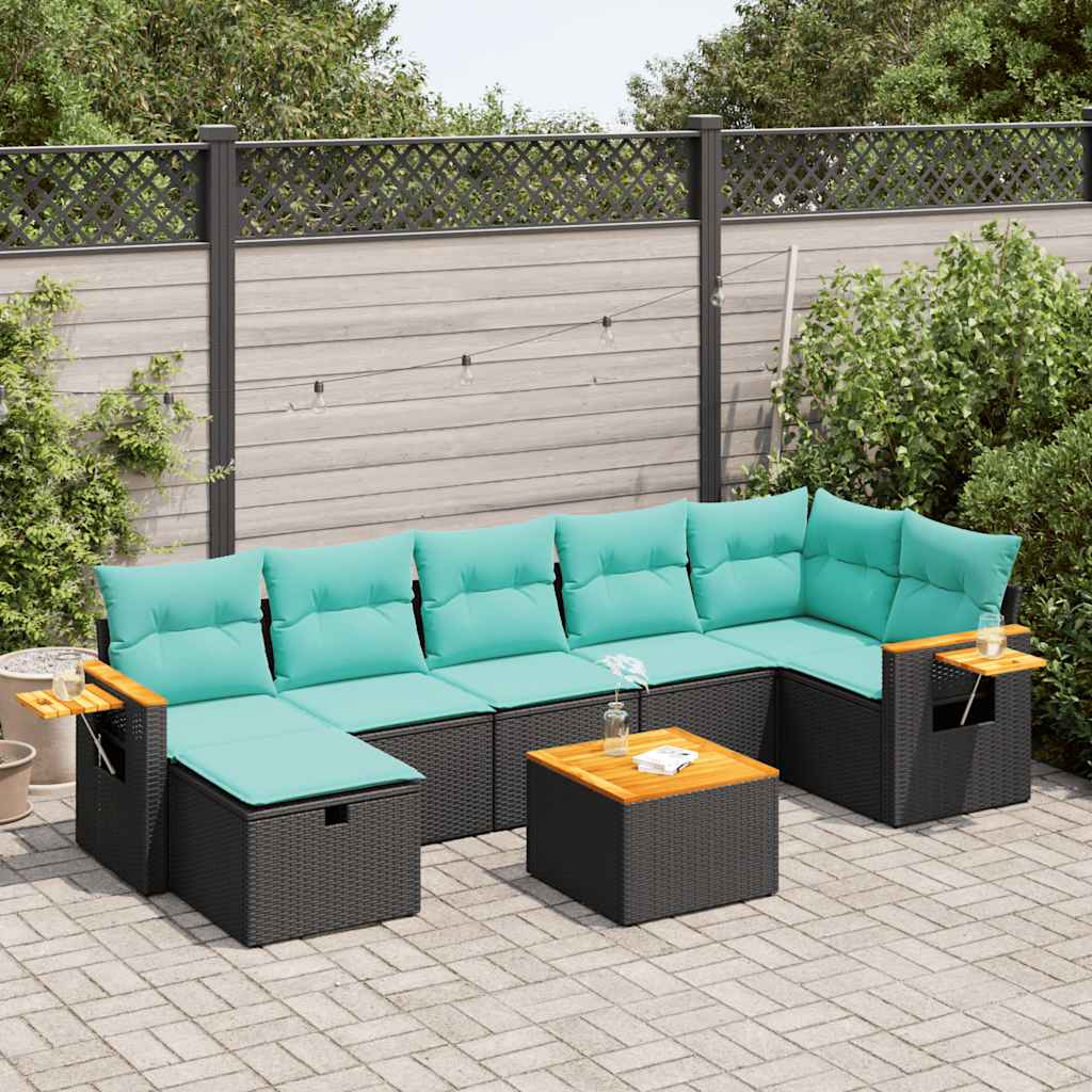 sofasæt til haven 8 dele med hynder polyrattan sort