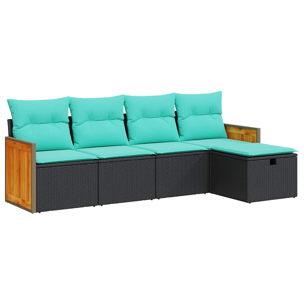 sofasæt til haven 5 dele med hynder polyrattan sort